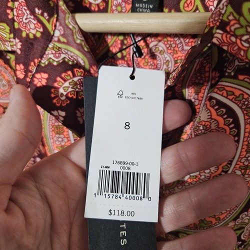 Banana Republic Multicolor Paisley Shift Dress Half Sleeve Pockets Wmns 8 Nwt - Picture 6 of 14