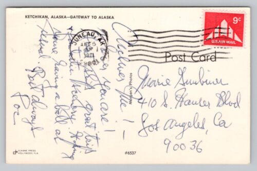 Aerial View Ketchikan Harbor Gateway to Alaska c1971 Vintage Chrome Postcard - Picture 2 of 2