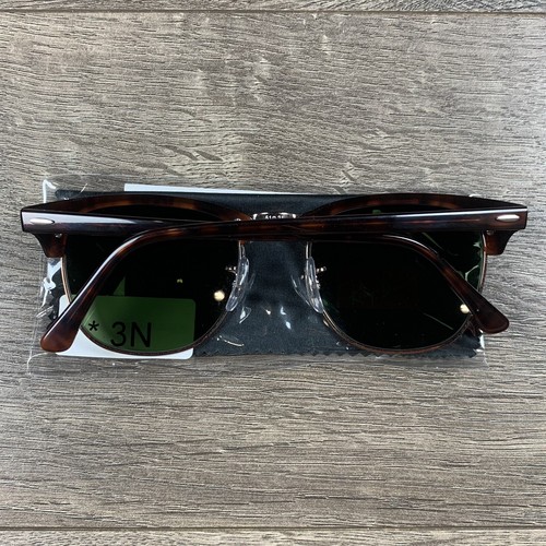 RAY BAN Sunglasses RB 3016 CLUBMASTER 145 Havana & Bronze Frame Green Lenses - Picture 3 of 8