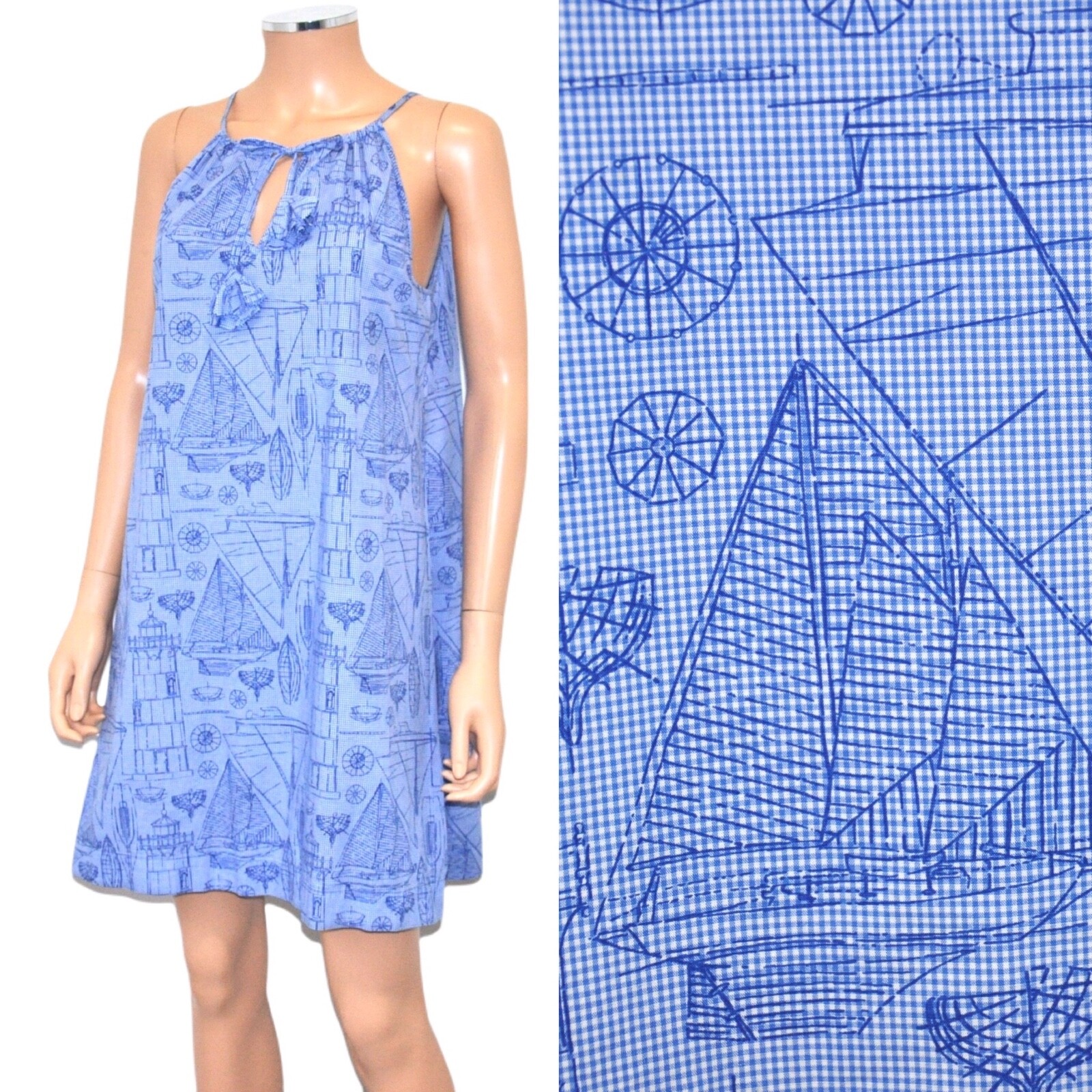 VINEYARD VINES Blue Gingham Nautical Sailboat Sun… - image 1