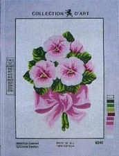 Collection d'Art needlepoint canvas 9 x 12" Pink Pansies or Red Poppies