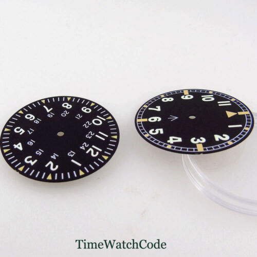 33.6mm Black Watch Dial&Hands Fit NH35/36 ETA 2824 PT5000 Miyota8215 DG2813 - Picture 3 of 45