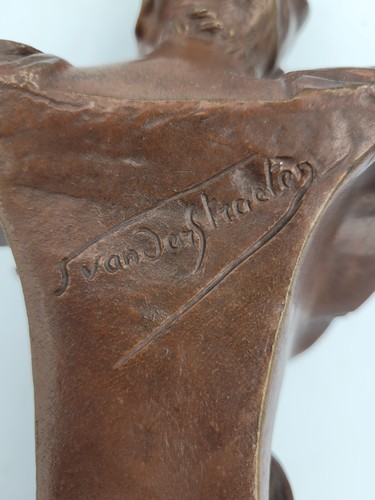 Georges VAN DER STRAETEN (1856-1928) Busto de mujer de bronce con máscara, firmado - Imagen 7 de 9