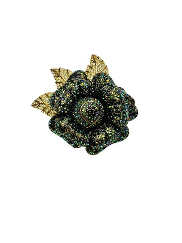 RARE Joan Rivers Jeweled Blossoms Pave Night Flower Pin Brooch - Picture 7 of 8