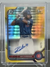 LUIS VERDUGO 2022 Bowman Chrome Prospect Autograph Yellow Refractor /75 Cubs