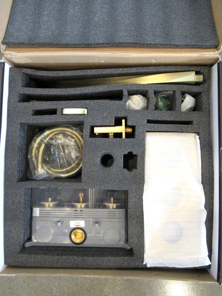 Luxus Gold M6001-A-12-BG Thermostatisch Niederschläge Duschkopf Combo Set Neu - Bild 3 von 4