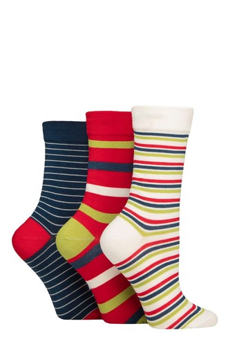 Womens Bamboo Socks Gentle Smooth Toe Seams Plain & Striped 3 Pair 4-8- SOCKSHOP - Picture 47 of 50