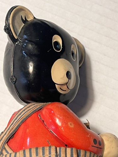 Vintage 50’s Litho Tin Walking Wind Up Bear With Lawn Mower 7” Japan - Picture 10 of 11