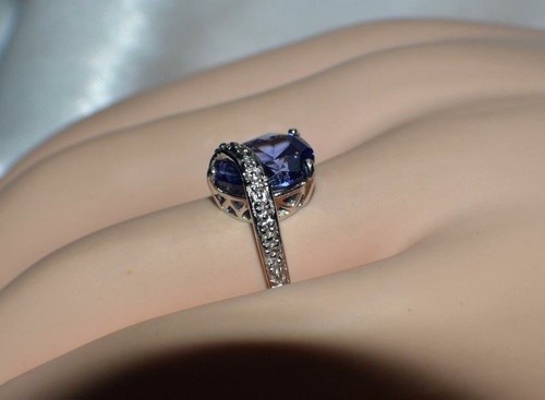 6 Karat 10X12 mm PREMIUM AAA TANSANIT COCKTAIL RING S 7. - Bild 2 von 11