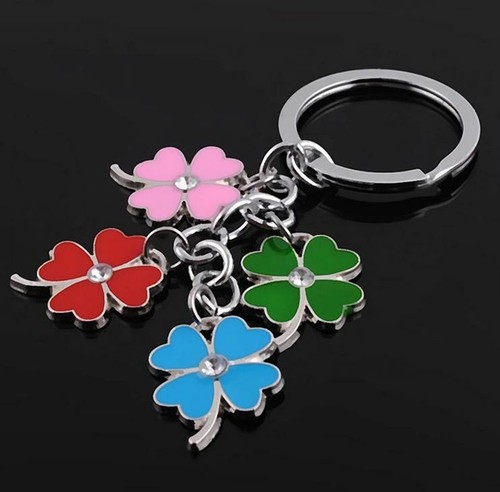 Porte-clés, Bijou de Sac trèfles a Quatre Feuilles Multicolore. - Picture 2 of 2