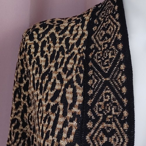 Ruby Rd. Damen-Cardigan gold metallic Tiermotiv Fransen Langarm 2X neu mit Etikett - Bild 4 von 9