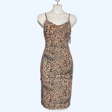 Y2K Cheetah Print Bodycon Slip Dress NWT Medium Animal 90s Sexy Party Clubwear
