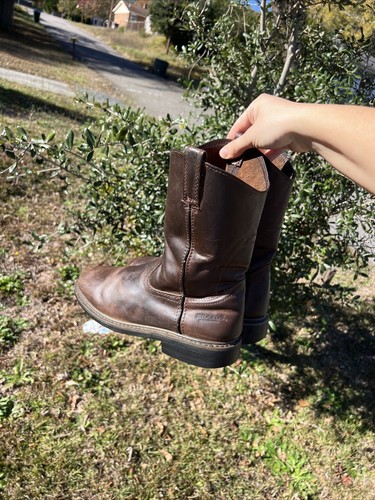 BRAZOS Brown Leather Pull On Slip Resistant Work Boots Men Size 10 E - Picture 12 of 17