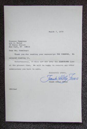 FRANCES CUMMINGS BOOK MANUSCRIPT THE COMMUNE WITH FREAS LETTER 1979 - Picture 2 of 2