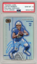 Justin Herbert 2020 Panini Chronicles Dynagon Refractor Auto RC #D-3 PSA/DNA10