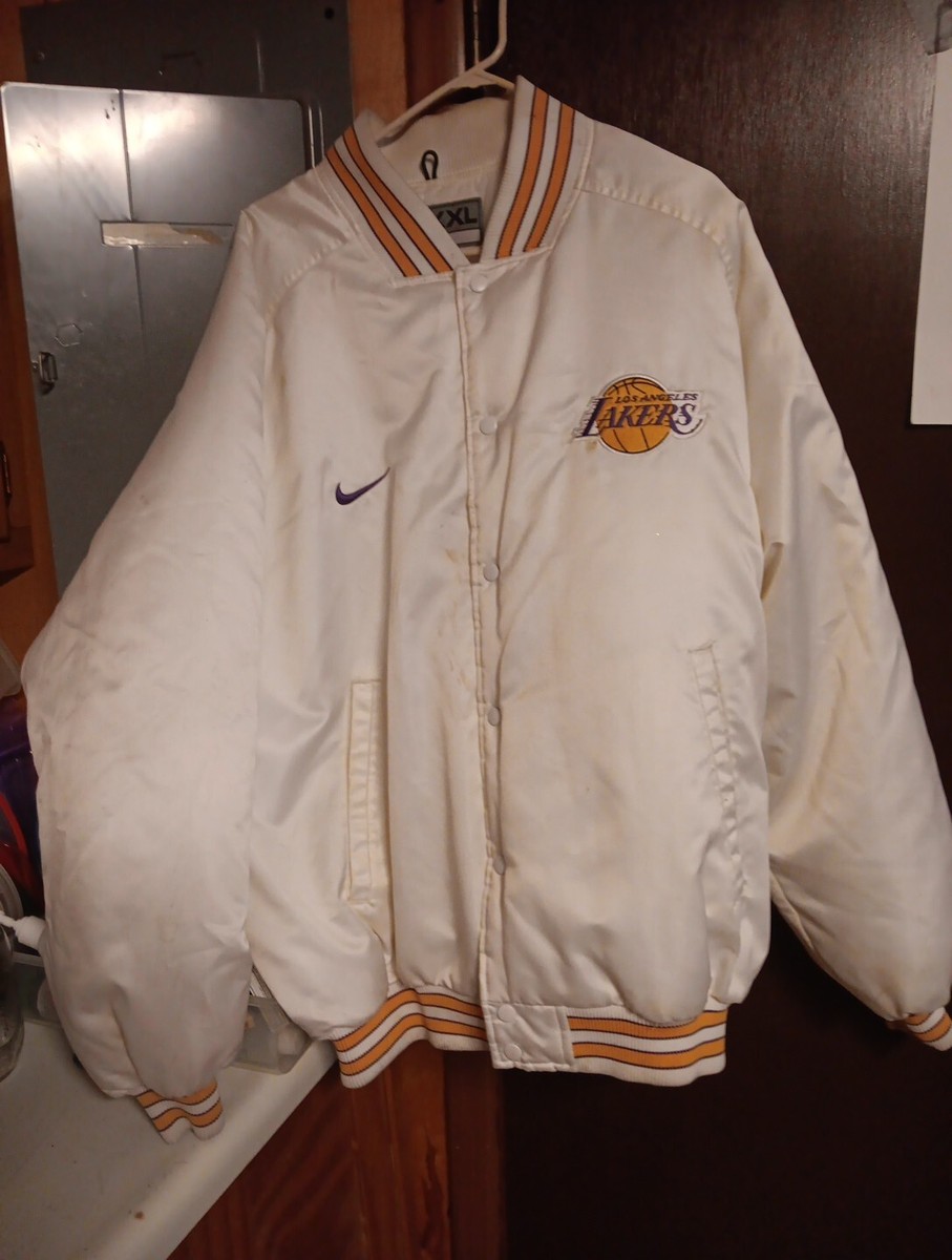 Nike Los Angeles Lakers Satin Varsity Satin Jacket White Size 3XL