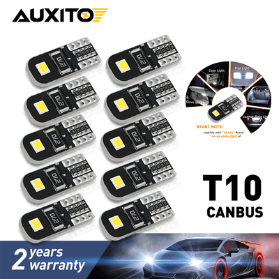 10x 24SMD Super Red T10 Wedge CANBUS LED License Plate Light Bulb 194 168 2825
