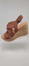 Kork Ease Women's Brown Leather Wedge Platform Buckle Slingback Sandals Size 9 M