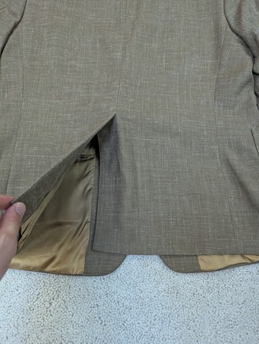 Traje Para Hombre 42S 34x25 Lana Tostada Lino 2 Piezas Chaqueta Pantalones De Colección 3 Botones Marrón - Imagen 8 de 24
