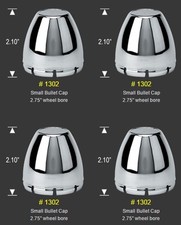 4 Cap Deal 1302 Fits 2.75 2-34 Bore Dome Bullet Wheel Rim Chrome Center Caps
