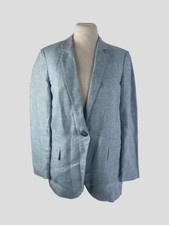 Peserico Blue 100% Linen Jacket Size Uk8/us4