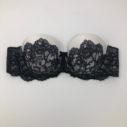 Victorias Secret Dream Angels Multi-way Strapless Bra Size 34B Ivory Black Lace