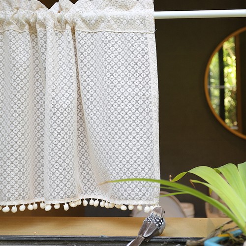 White Short Curtain Kitchen Cafe Half-Curtain Window Drape One Panel Home Decor - Picture 8 of 23