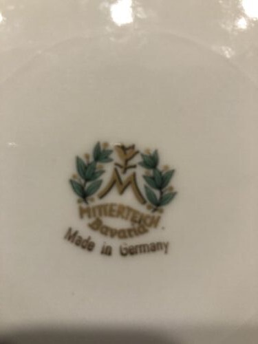 Mitterteich Bavaria Green Plate Gold Scrolls Made In Germany 10" People & Sheep - Picture 5 of 12
