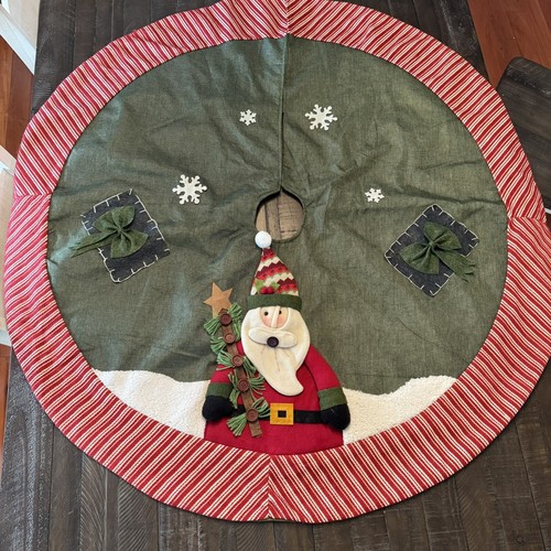 Santa Burlap 3D Country Farmhouse Craft Tree Skirt - Picture 1 of 7