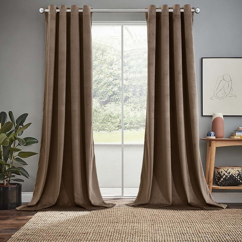 Velvet Top Grommet Curtains Heavyweight Soft Velvet Panels, Set of 2 Pieces - Picture 14 of 19