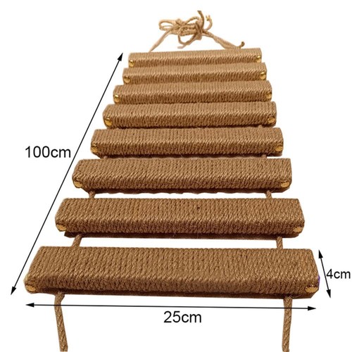50cm/100cm Rope Ladder Wall Mounted Cat Shelves Cat Tree Furniture Wood Sisal - Picture 13 of 13