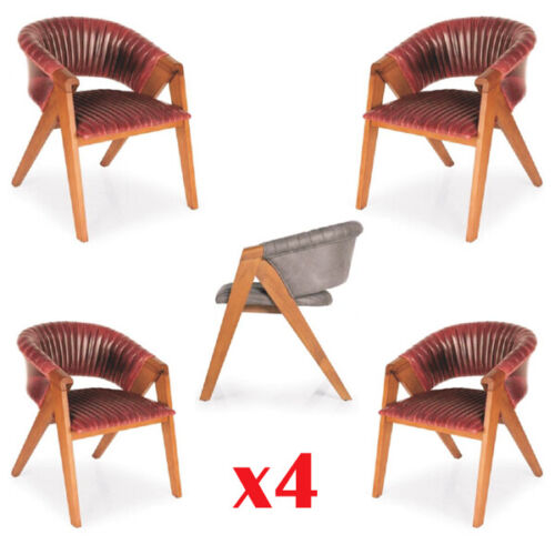 Garnitur 4x Stühle Moderne Polster Lehn Design Gruppen Holz Ess Stuhl Zimmer Set - Afbeelding 1 van 1