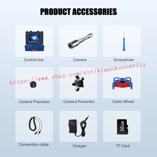 7" Sewer Pipe Inspection Camera Industrial Endoscope DVR Recording Meter Counter - Picture 3 of 20