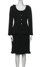 CHANEL 1999 Vintage 2 Piece Black Wool Suit - Size 34FR Authentic