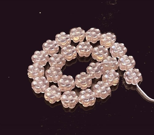 25 Czech Glass Daisy Flower Beads - Luster Rosaline 8mm - Picture 2 of 2