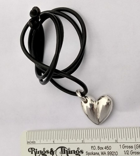 BARRY KIESELSTEIN CORD STERLING SILVER HEART LOVE PENDANT BLACK LEATHER NECKLACE - Picture 1 of 18