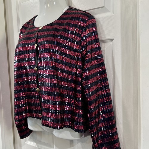 New York & Co. Pink & Navy Sequin Elegant Jacket Plus Size 18 Special Occasion - Picture 3 of 8