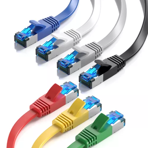 CAT 7 Flachkabel | 0,25m - 50m RJ45 LAN Ethernet Patchkabel Netzwerk Lankabel