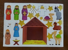 Cute build a Christmas Nativity scene sticker sheet, unbranded, unused