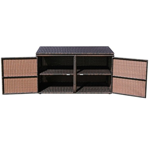 88 Gal Garden Heavy Duty Patio Rattan Outdoor Large Storage Container Box W/ Lid - Picture 7 of 12