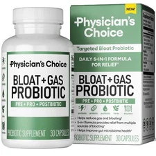 Physician's CHOICE Bloat & Gas Probiotic 5-in-1 Proactive Support + Daily Rel...