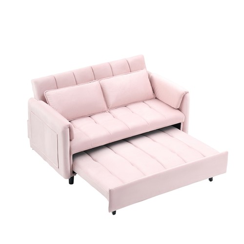 52 "pink modern velvet sofa, sofa pull-out bed, small love seat casual sofa with - Picture 5 of 9