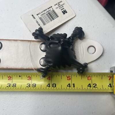 Vintage Y2K Oakley White Leather Belt Skull Buckle Rare NOS