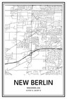 New Berlin, WI, USA - Modern Minimalist Street Map Poster