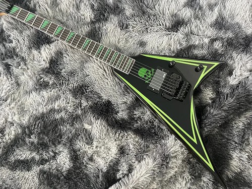Hot Sale Electric Guitar Jack V Duplex Tremolo System Black Hardware Green Line - Picture 7 of 13
