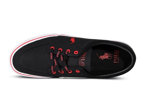 Polo Ralph Lauren Faxon X Men’s Canvas Sneakers in Black and Red 816841214002 - Picture 6 of 7