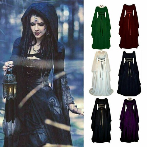 2025 Damen Mittelalter Hexe Kleid Karneval Cosplay Vampir Kostüm Geschenk NEU - Bild 2 von 18