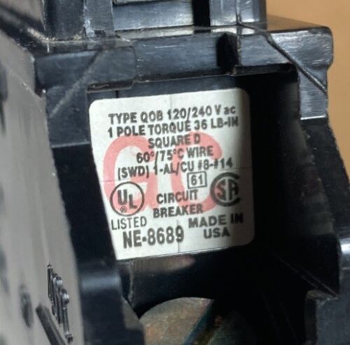 QOB115 SQUARE D BOLT-ON CIRCUIT BREAKER 10 AMP 1 POLE 120/240 VAC RT-67 NEW! - Picture 5 of 8