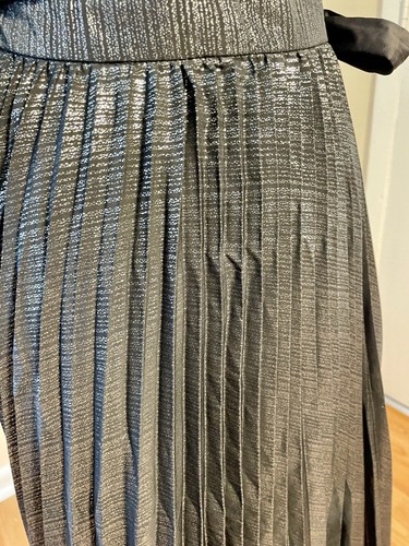 Women's Long Gown Maxi Dress size XS Black Gold Pleated Long Party Elegant NWT - Picture 6 of 22