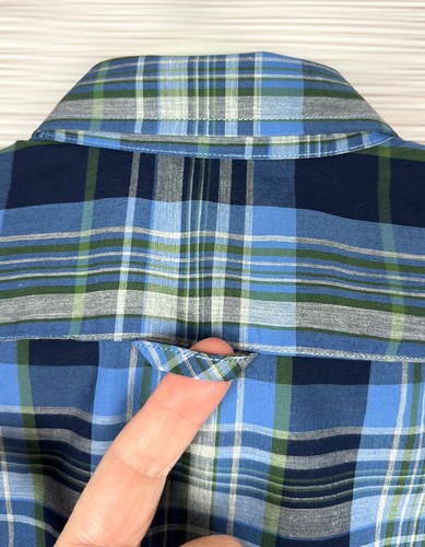 Vince Men’s Button Down Shirt Cotton Casual Plaid Blue Green Gray sz S NWT - Picture 8 of 14